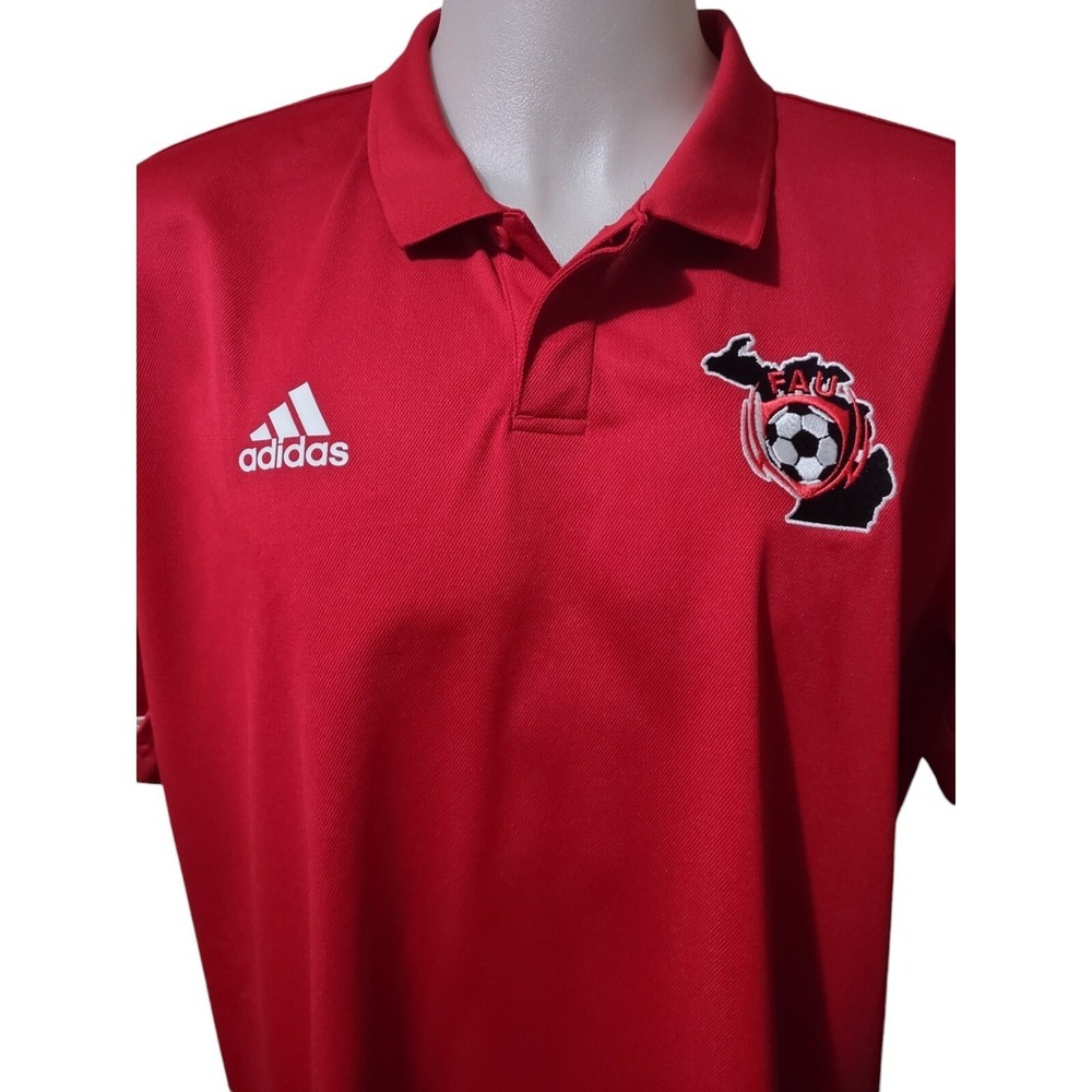 Adidas FAU Polo Mens Size 2XL Flint Area United Soccer Club Embroidered Logo Red - Picture 2 of 16